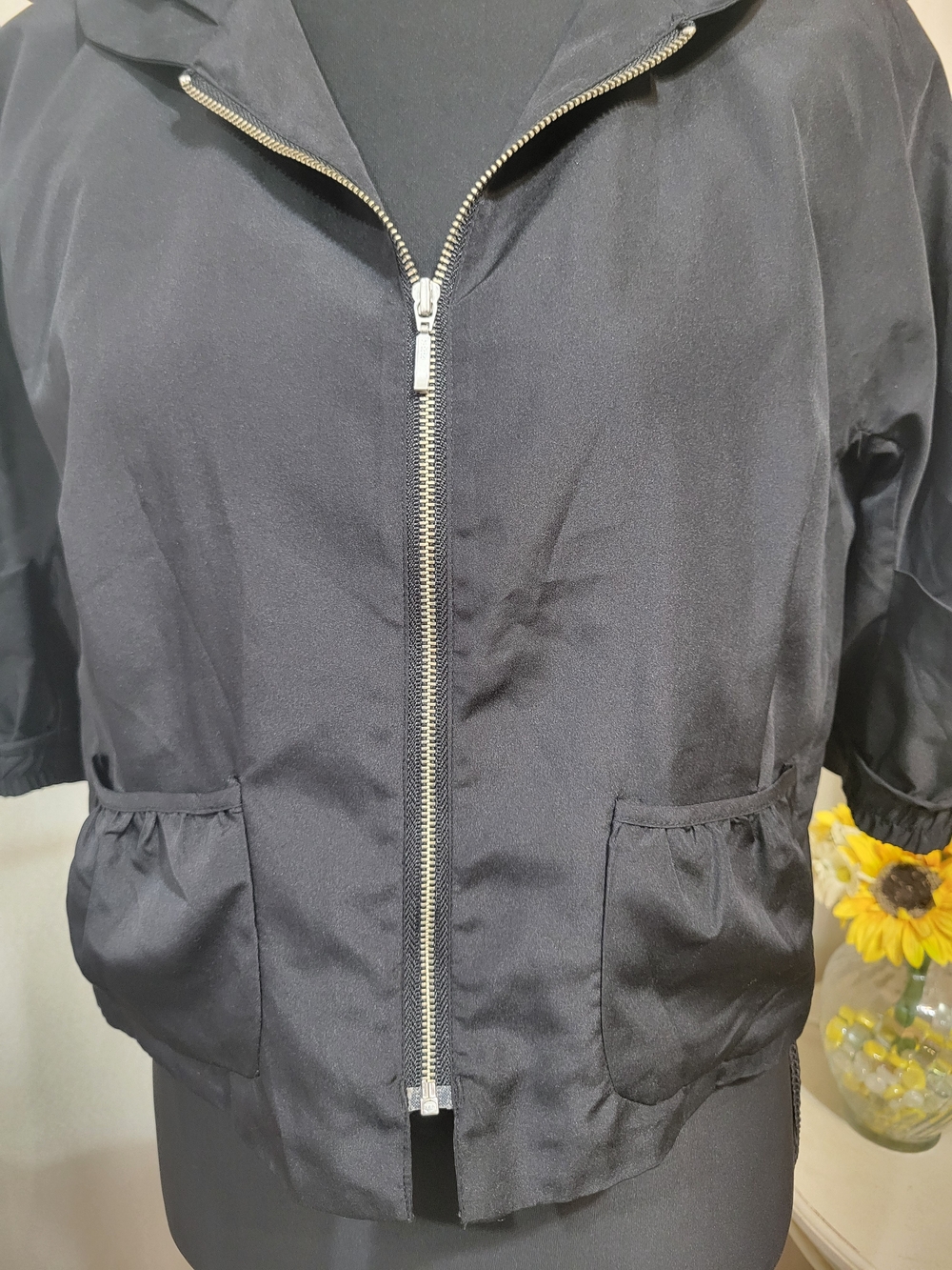 Black Short-Sleeve Bomber Jacket - Women's - Picture 2 of 6